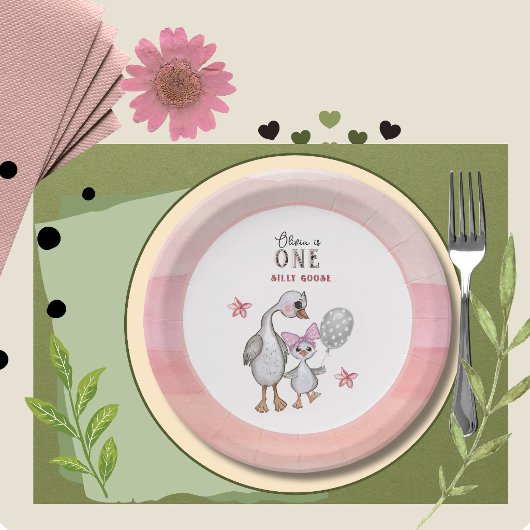 Whimsical Silly Goose 1st Birthday Paper Plates  Pappteller