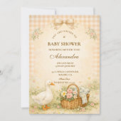 Whimsical Silly Goose Spring Baby Shower Einladung (Vorderseite)