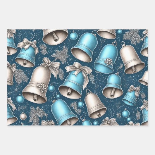 Whimsical Silver Bells Weihnachten Geschenkpapier Set (Vorderseite)