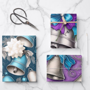 Whimsical Silver Bells Weihnachten Geschenkpapier Set