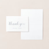 Whimsical Silver Calligraphy Wedding Danke Folienkarte (Anzeige)