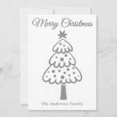 Whimsical Silver Hand gezogen Weihnachtsbaum Feiertagskarte (Vorderseite)