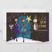 Whimsical Silvester Party Girls Night Out New Year Einladung (Vorderseite)