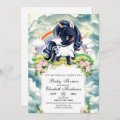 Whimsical Simple Black Unicorn Baby Dusche Einladung (Vorne/Hinten)