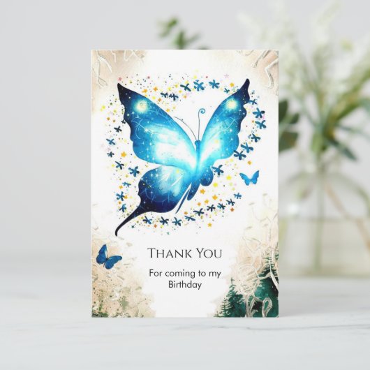 Whimsical Simple Butterfly Geburtstag Dankeskarte (Stehend Vorderseite)