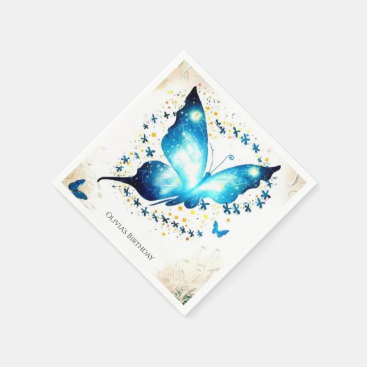 Whimsical Simple Butterfly Geburtstag Serviette (Ecke)