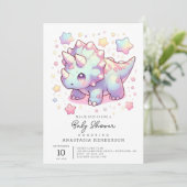 Whimsical Simple Dinosaur Baby Dusche Einladung (Stehend Vorderseite)