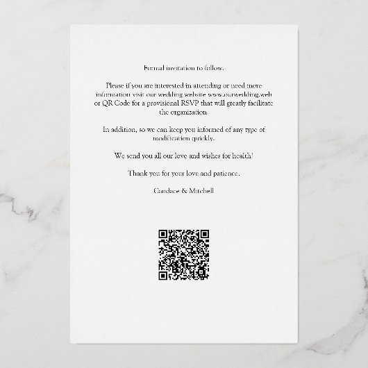 Whimsical Simple Elegante Foto Funny Couple Folieneinladung (Rückseite)