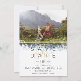 Whimsical Simple Elegante Foto Funny Couple Save The Date