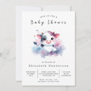 Whimsical Simple Farm Cow Baby Dusche Einladung