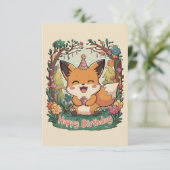 Whimsical Simple Fox Geburtstag Karte (Stehend Vorderseite)