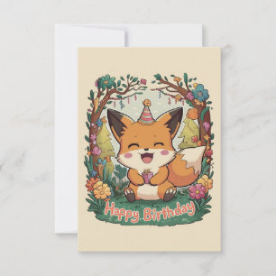 Whimsical Simple Fox Geburtstag Karte