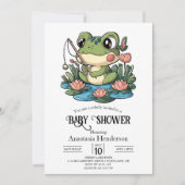 Whimsical Simple Frog Baby Dusche Einladung (Vorderseite)