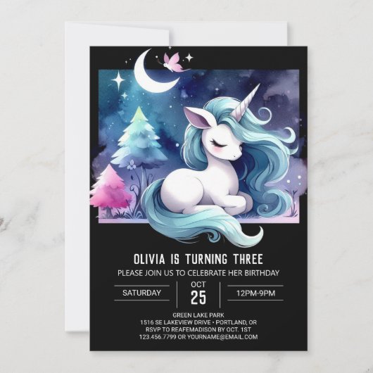 Whimsical Simple Horse zum Geburtstag Einladung (Vorderseite)