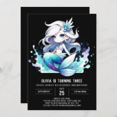 Whimsical Simple Mermaid Birthday Einladung (Vorne/Hinten)