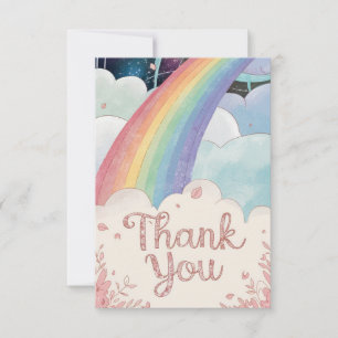 Whimsical Simple Rainbow and Clouds Dankeskarte