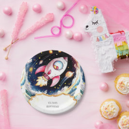 Whimsical Simple Rocket Geburtstag Pappteller