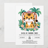 Whimsical Simple Tiger Digital Geburtstag Einladung (Vorne/Hinten)