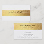 Whimsical Simple White & Gold Strip Schwarzer Text Visitenkarte (Vorne/Hinten)