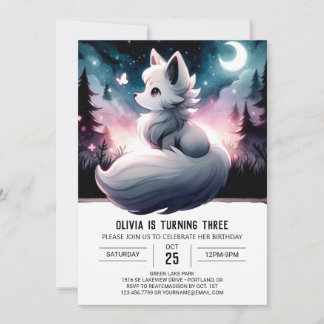 Whimsical Simple Wolf Geburtstag Einladung