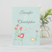 Whimsical Singing Birds mit Blume Einladung (Stehend Vorderseite)