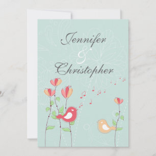 Whimsical Singing Birds mit Blume Einladung