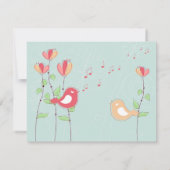 Whimsical Singing Birds mit Blume Save the Date Einladung (Rückseite)