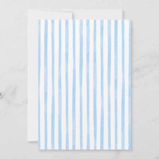 Whimsical Sip and See Blue Boy Baby Dusche Einladung (Rückseite)