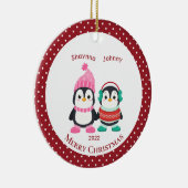 Whimsical Sister & Brother Pinguine Personalisiert Keramik Ornament (Rechts)