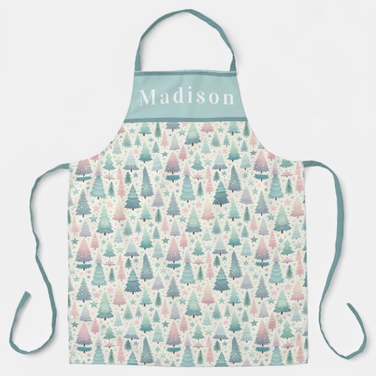 Whimsical Skandi Weihnachtsbaumen und Sterne Schürze (Vorderseite)