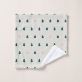 Whimsical skandinavische Weihnachtsbaumen Grün ros Badhandtuch Set (Waschlappen)