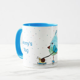Whimsical Skaten Bird Tasse für Jungen
