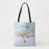 Whimsical Skaten Deer Winter Holiday Tasche (Vorderseite)