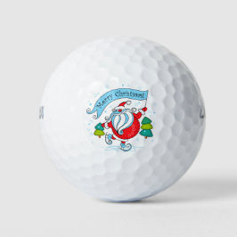 Whimsical Skaten Santa Claus | Frohe Weihnachten Golfball