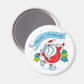 Whimsical Skaten Santa Claus | Frohe Weihnachten Magnet (Vorderseite/Rückseite)