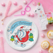 Whimsical Skaten Santa Claus | Frohe Weihnachten Pappteller (Party)