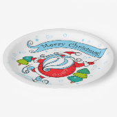 Whimsical Skaten Santa Claus | Frohe Weihnachten Pappteller (Schrägansicht)