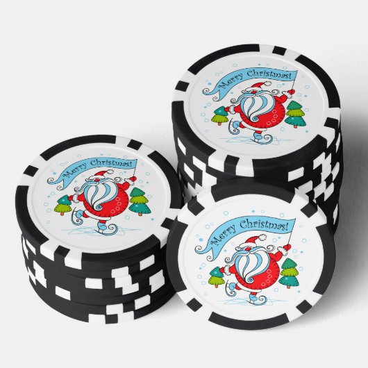 Whimsical Skaten Santa Claus Frohe Weihnachten Pokerchips (Stapel)