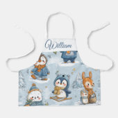 Whimsical Skating Penguins Kids Apron | Custom Nam Schürze (Vorderseite)
