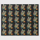 Whimsical Skeleton Riding Mummy T-Rex Halloween Geschenkpapier (Flach)