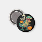 Whimsical Skeleton Riding Mummy T-Rex Halloween Magnet (Vorderseite/Rückseite)