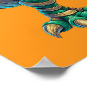 Whimsical Skeleton Riding Mummy T-Rex Halloween Poster (Ecke)