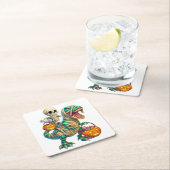 Whimsical Skeleton Riding Mummy T-Rex Halloween Rechteckiger Pappuntersetzer (Vor Ort)