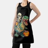 Whimsical Skeleton Riding Mummy T-Rex Halloween Schürze (InSitu)