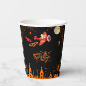 Whimsical Skelett Flying Airplane Halloween-Party Pappbecher (Vorderseite)