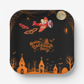 Whimsical Skelett Flying Airplane Halloween-Party Pappteller (Vorderseite)
