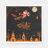 Whimsical Skelett Flying Airplane Halloween-Party Serviette (Vorderseite)