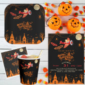 Whimsical Skelett Flying Airplane Halloween-Party Serviette