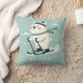 Whimsical Ski Niedlicher Polar Bär Personalisiert Kissen (Decke)