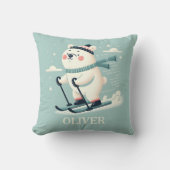 Whimsical Ski Niedlicher Polar Bär Personalisiert Kissen (Vorderseite)